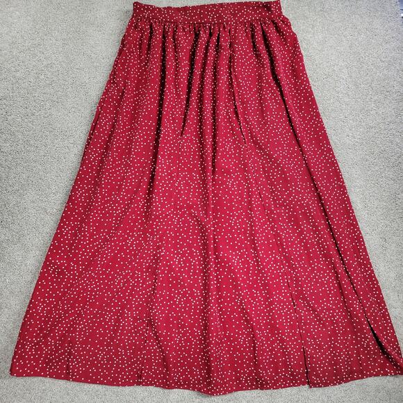 Shein Curve Womens Skirt 1XL Red White Polka Dot A Line Holiday Christmas Pleats - Picture 1 of 14
